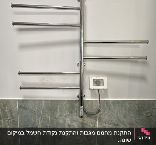 מתקן חימום מגבות עם חיבור חשמלי על קיר